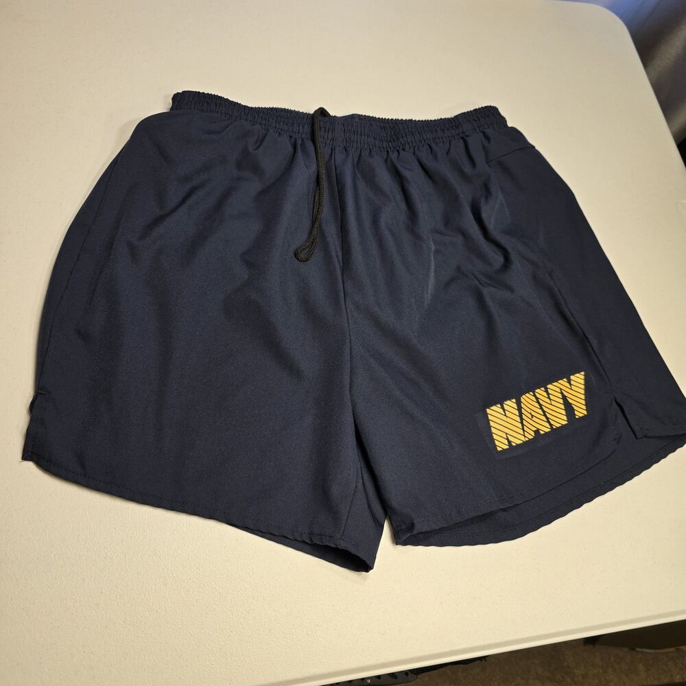 Soffe US Navy PT Shorts Men Large Blue Yellow Athletic Running USA Made